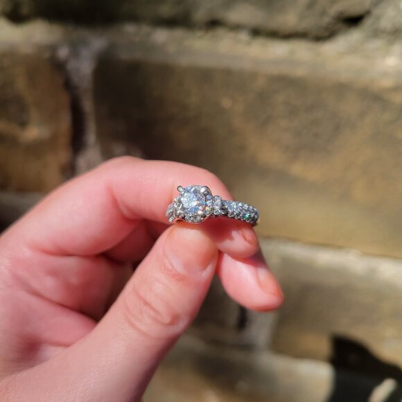 1.69 TCW Diamond Halo Engagement Ring in White Gold - Picture 3 of 5